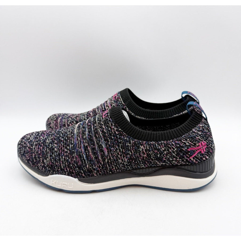 Kuru Womens Stride Casual Sneakers Size 9 Jet Black Confetti Knit Slip On NWOB