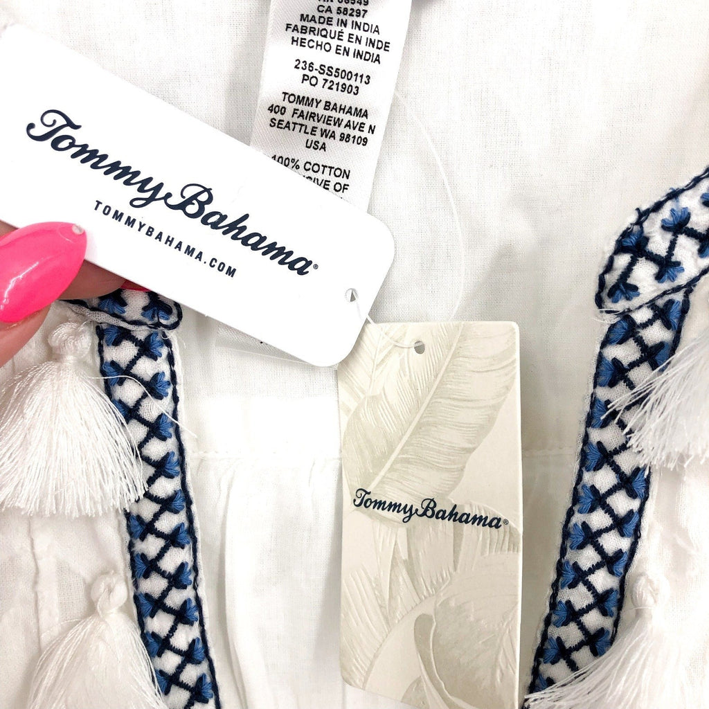 TOMMY BAHAMA Cotton Clip Embroidered Tier Coverup Dress XL White Jacquard NWT