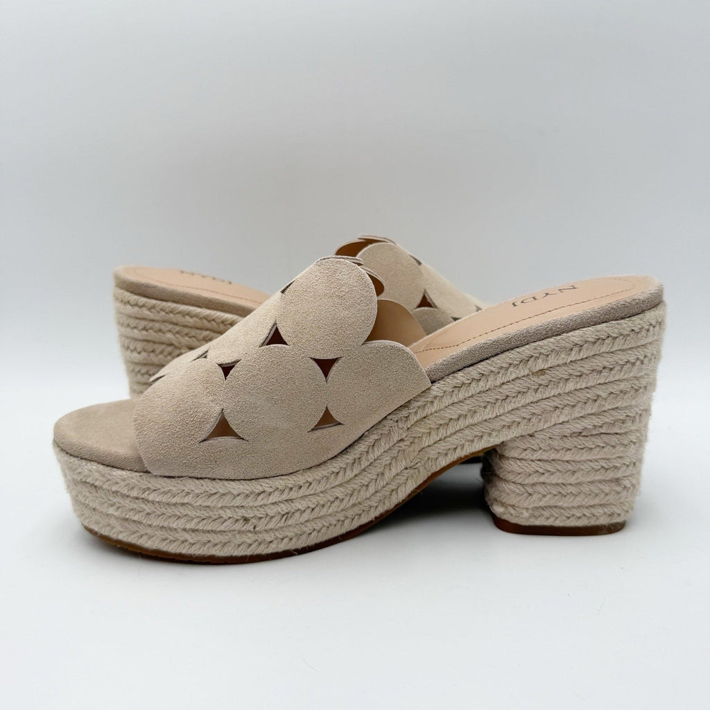 NYDJ Womens Helene Heeled Sandals Size 8.5 M Sand Beige Suede Platform NIB