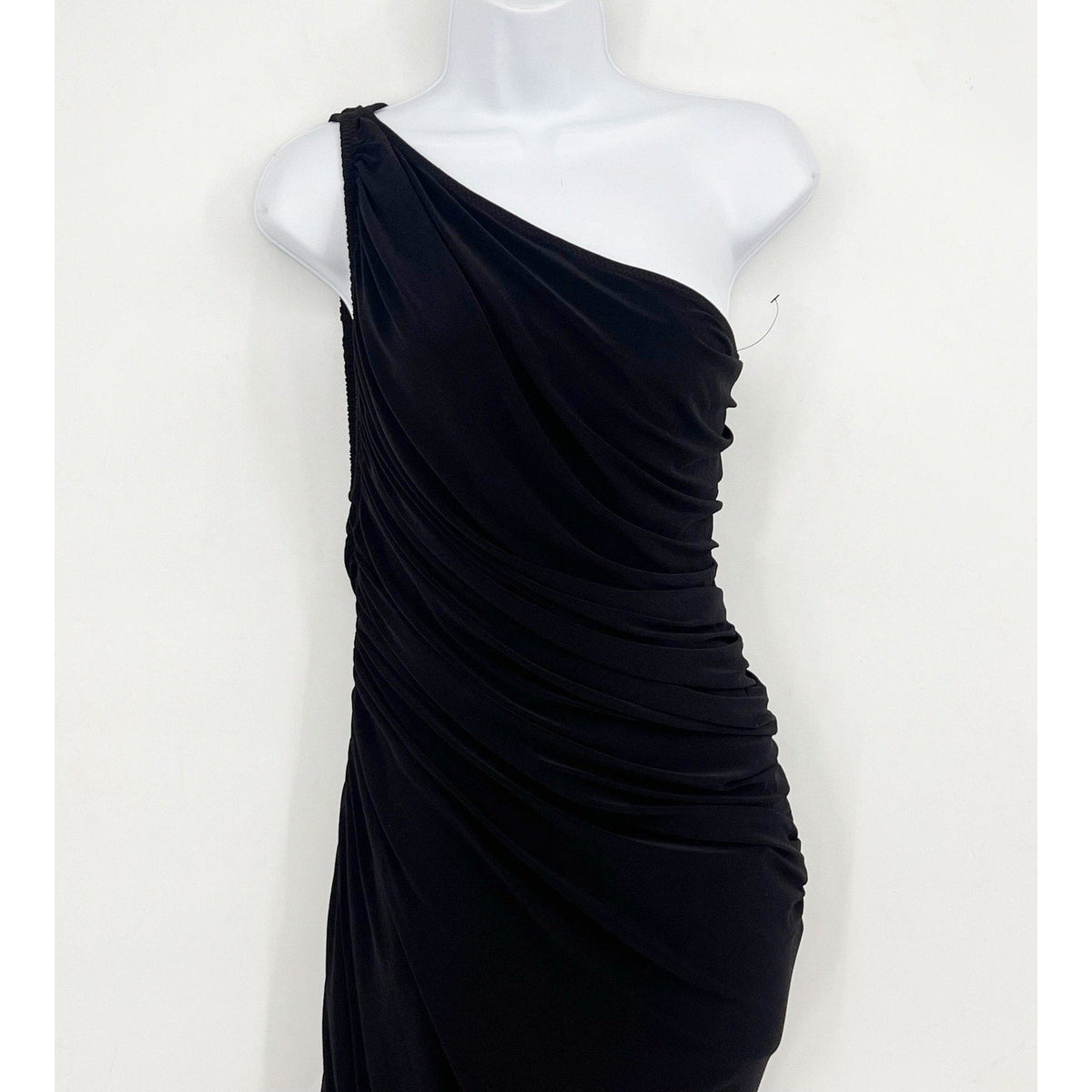 NORMA KAMALI Women's One Shoulder Diana Gown Large Black Asymmetric NWOT