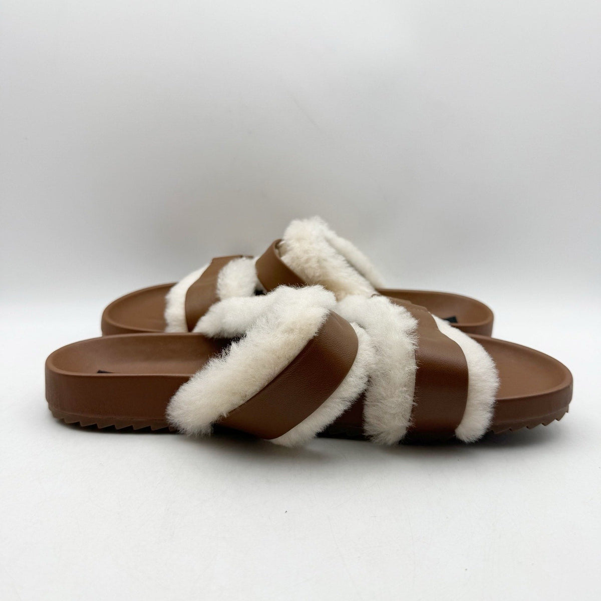 Senso Womens Dalley Slide Sandals EU 42 US 12 M Brown Leather Shearling NWOB