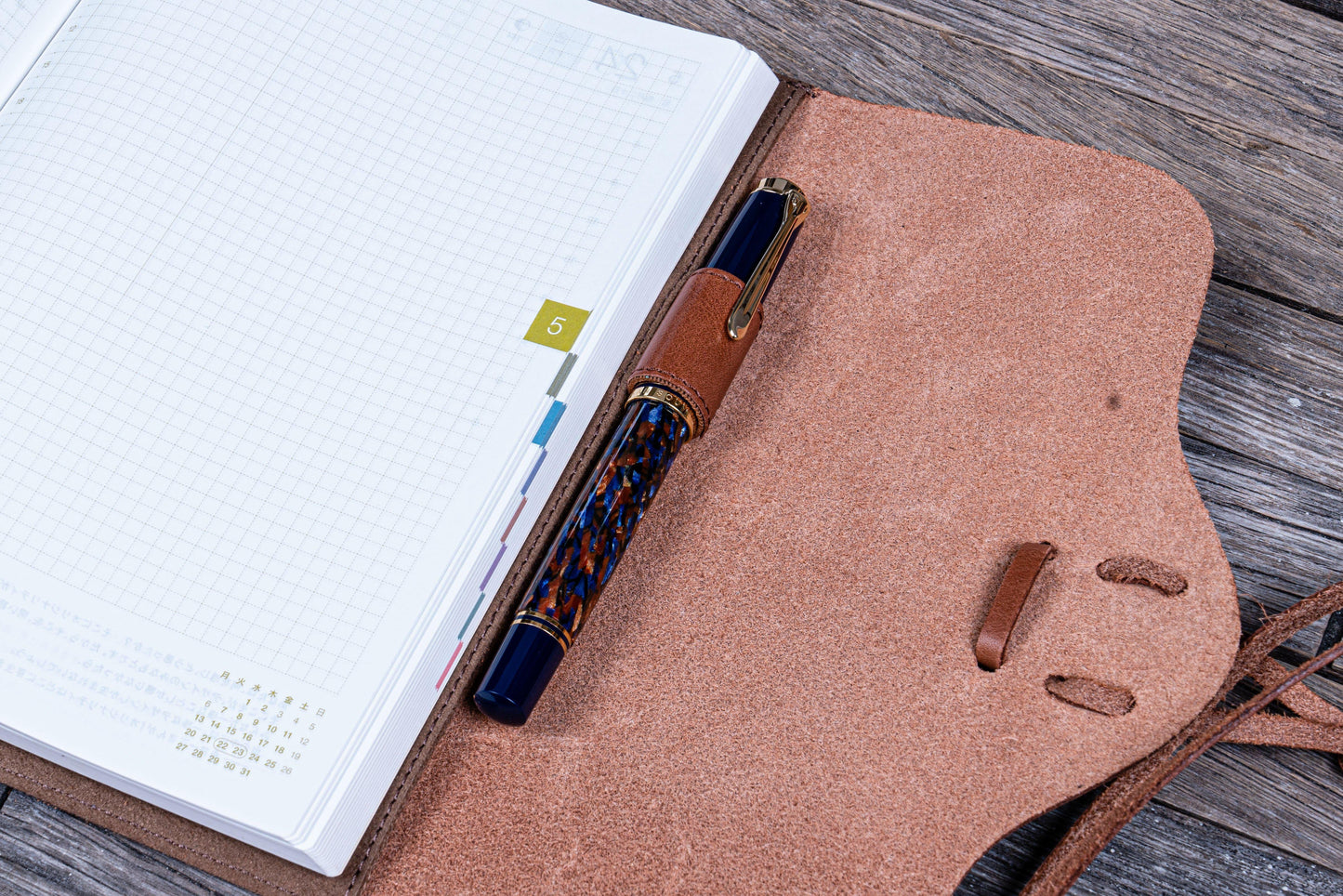 Refillable Leather Wrap Journal / Planner Cover - Brown