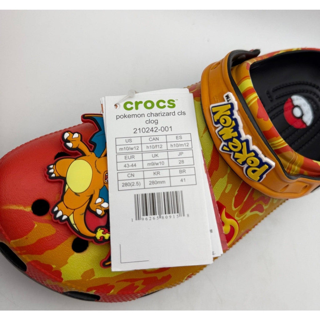 Crocs Classic Pokemon Charizard Clogs Mens 10 Womens 12 Orange Black NIB
