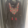 Soft Surroundings 2Pc Sheer L/S Embroid TOPS XL