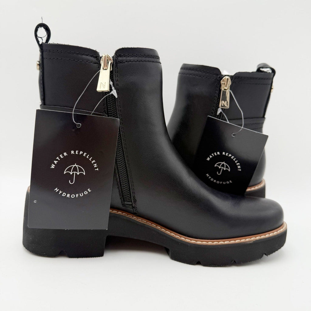 Naturalizer Women Darry Ankle Boots 6.5 Narrow Black Leather Water Repellent NIB