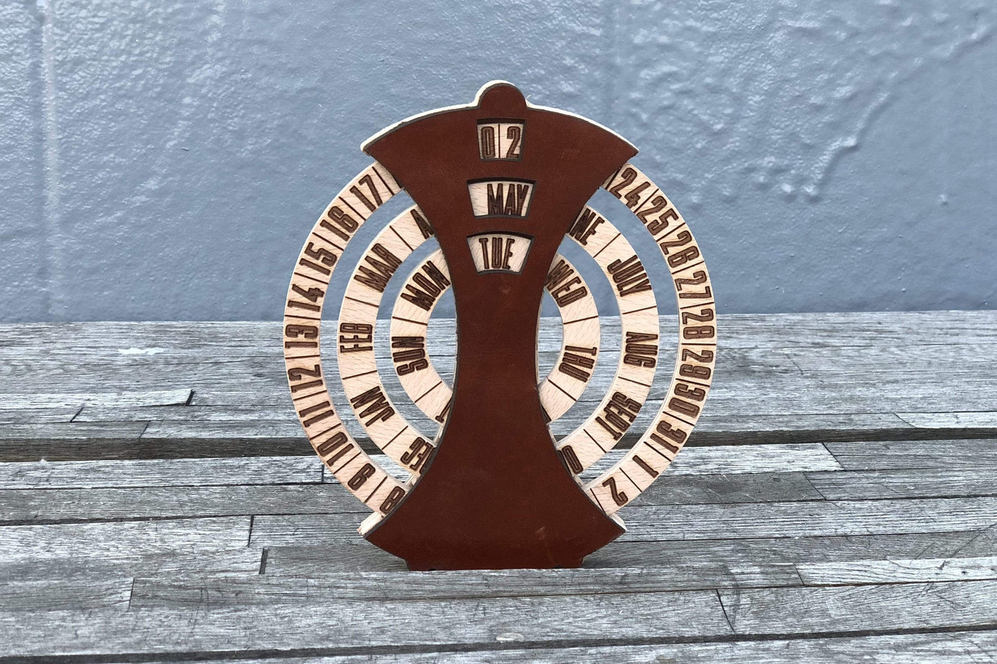 Desktop Perpetual Calendar Leather - Wood