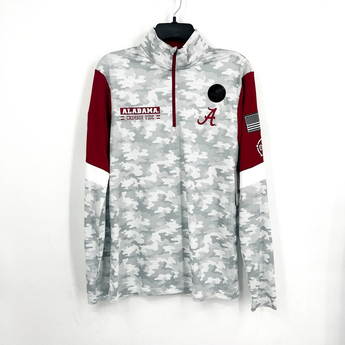 COLOSSEUM Camo Alabama Crimson Tide Quarter-Zip Windshirt Small Grey Red NWT