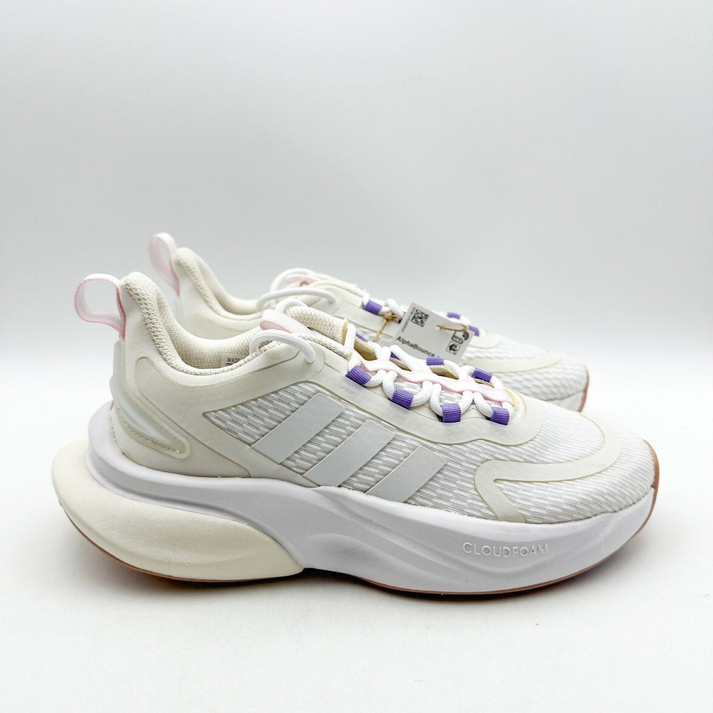 ADIDAS Womens Alphabounce+ Athletic Shoes Size 5.5 White Purple Trainers NWOB