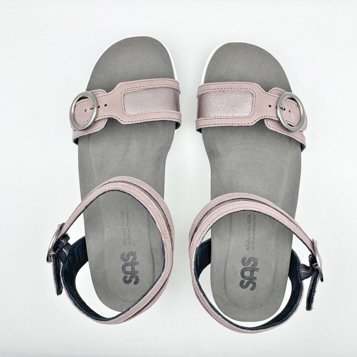SAS Womens Seight Wedge Sandals Size 7.5 WW Purple Silver Leather NIB