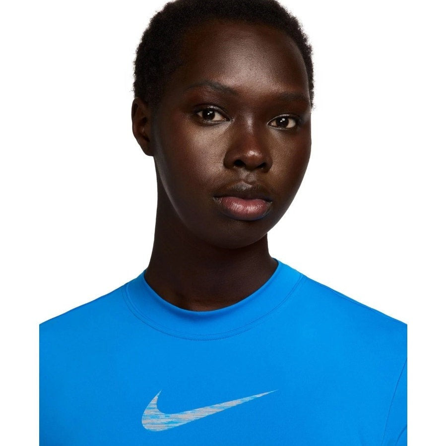 NIKE PRO Women's Dri-FIT Short-Sleeve Cropped Top Medium Royal Blue Tee NWT