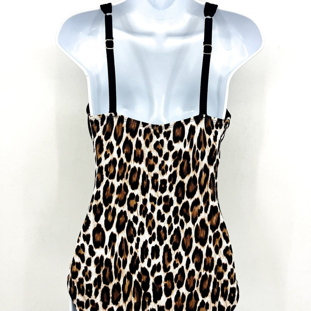 TOMMY BAHAMA Island Cays Leopard One-Piece Swimsuit Size 10 Black Tan NWT