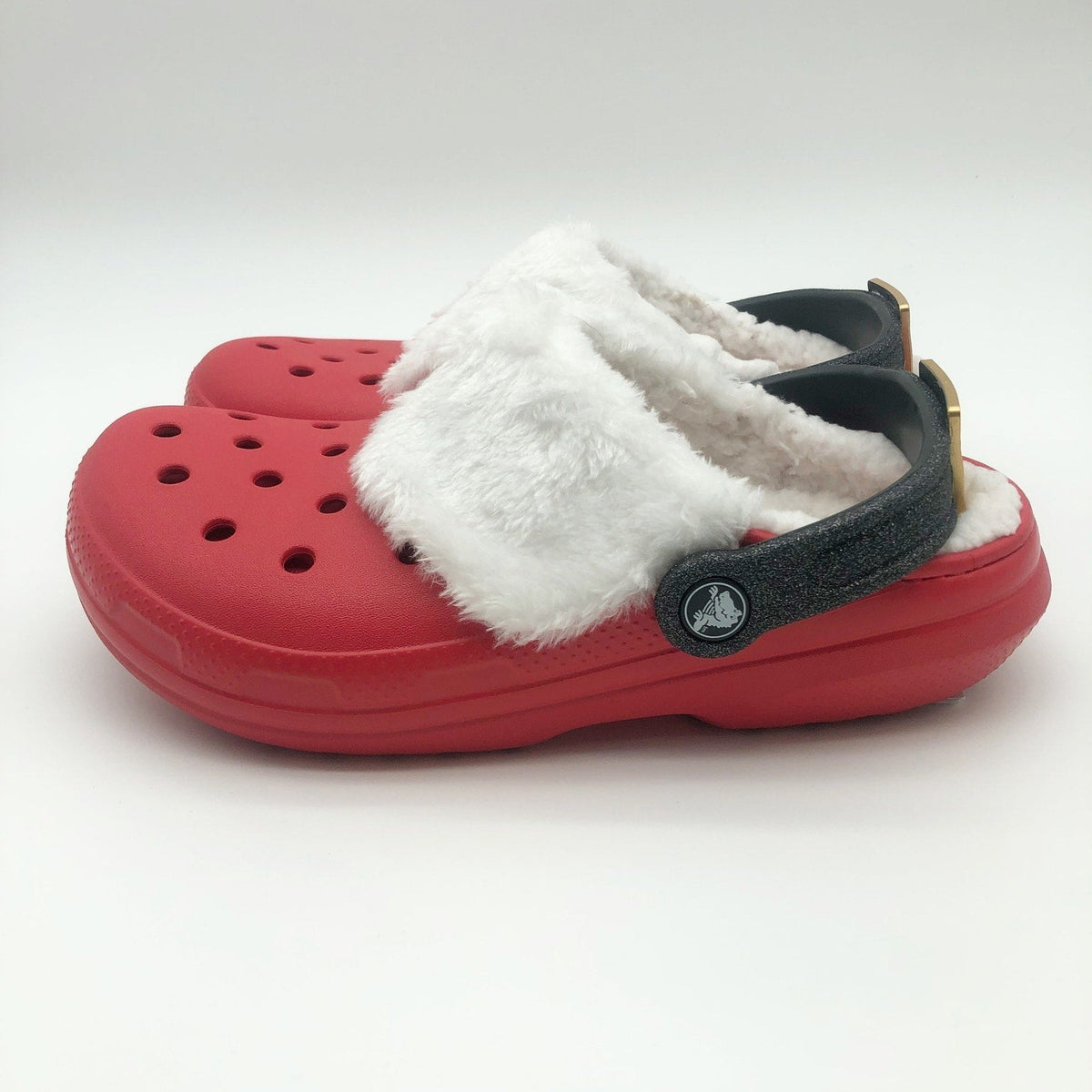 Crocs Unisex Santa Classic Clogs Womens 8 Mens 6 Festive Red White Black NWT
