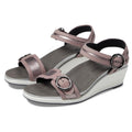 SAS Womens Seight Wedge Sandals Size 7.5 WW Purple Silver Leather NIB