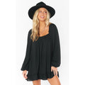 SHOW ME YOUR MUMU Women's Briar Mini Dress Medium Black Ruffle Long Sleeve NWT