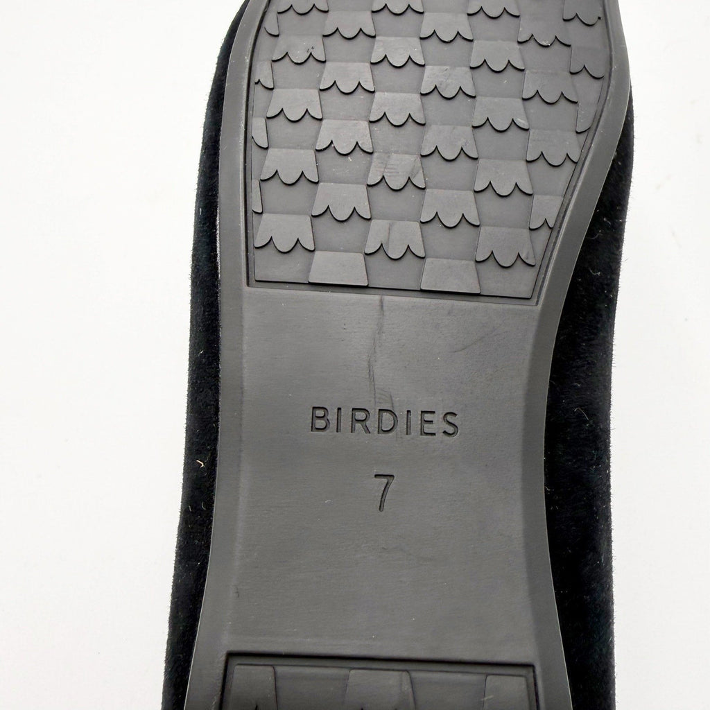 Birdies Womens The Goldfinch 15 Ballet Flat Size 7 Black Suede Pointed Toe NWOB