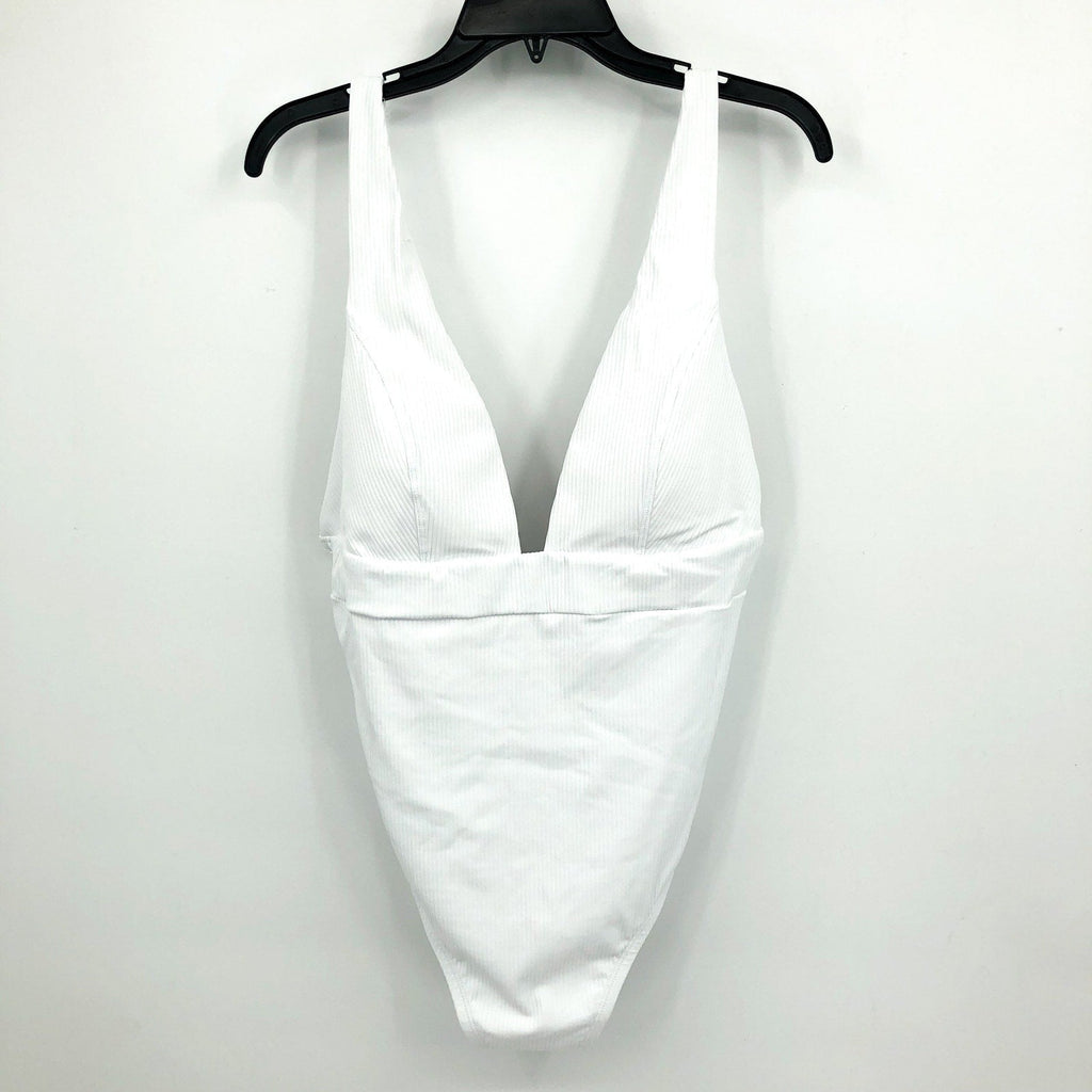 ANDIE SWIM Sardinia One Piece Swimsuit 3XL US 20 White Ribbed Plunge V Neck NWT