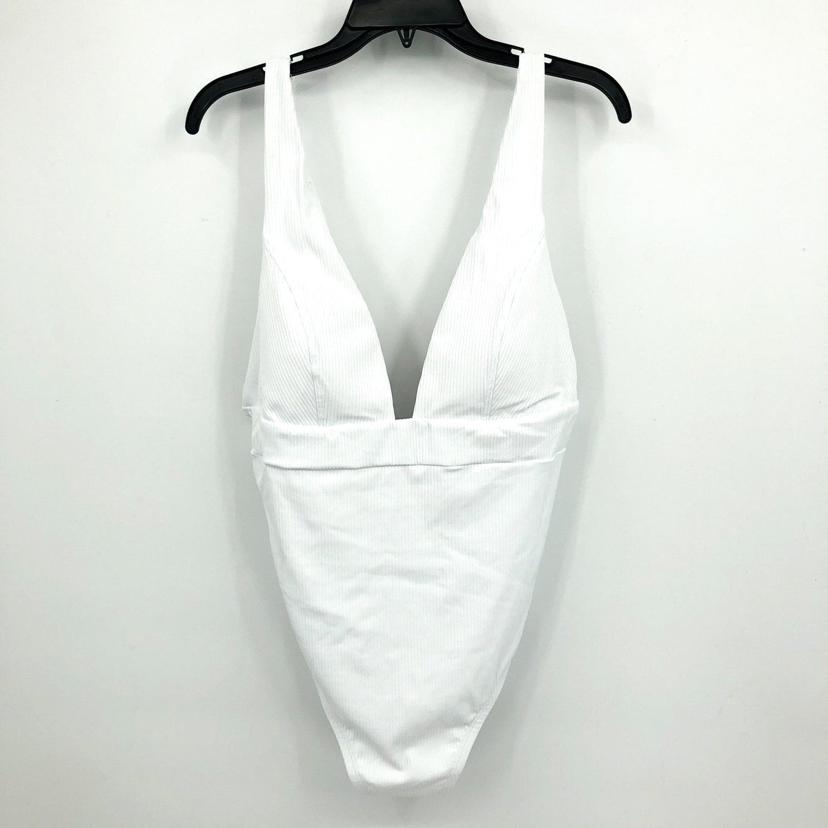 ANDIE SWIM Sardinia One Piece Swimsuit 3XL US 20 White Ribbed Plunge V Neck NWT