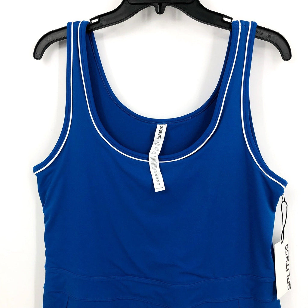 SPLITS59 Womens Martina Rigor Dress XL Classic Blue WHITE Scoop Neck NWT