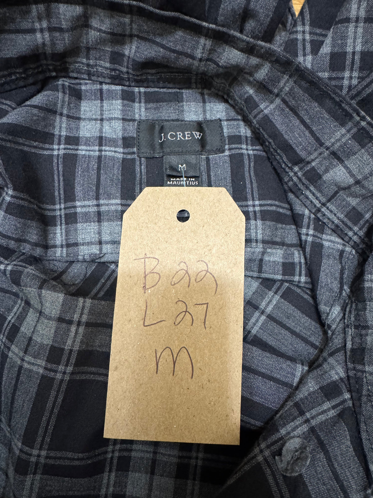College Game Day - JCrew - Black Plaid - Long Sleeve - Medium