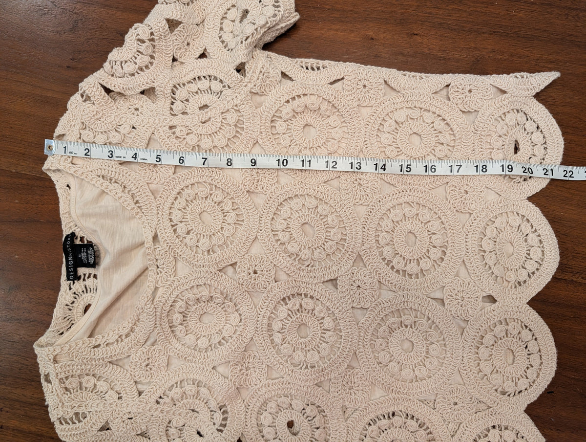 Crochet Knit Cotton Top Shirt- M