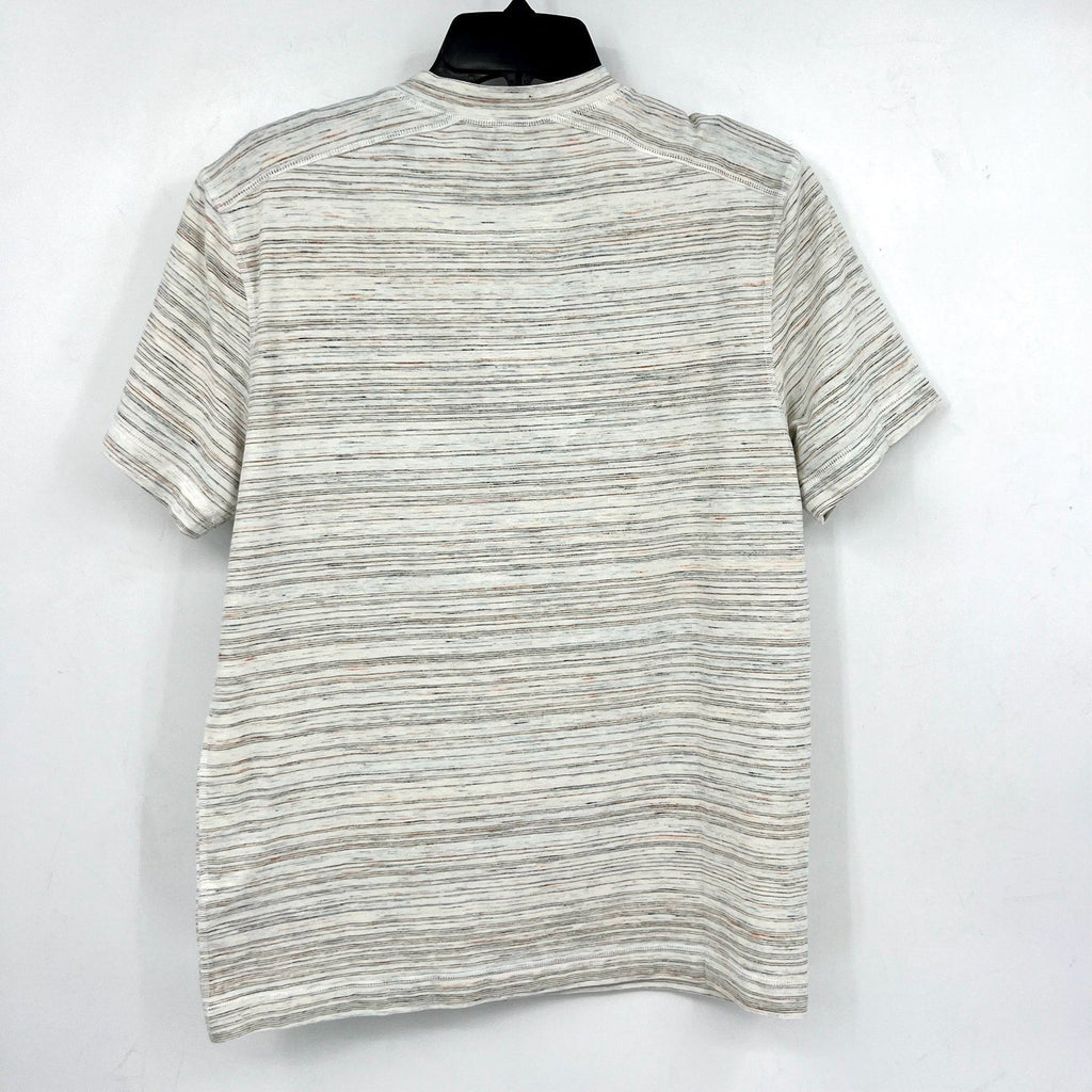 LIVERPOOL Men's Short Sleeve Henley Top Small Cream Space Dyed NWT