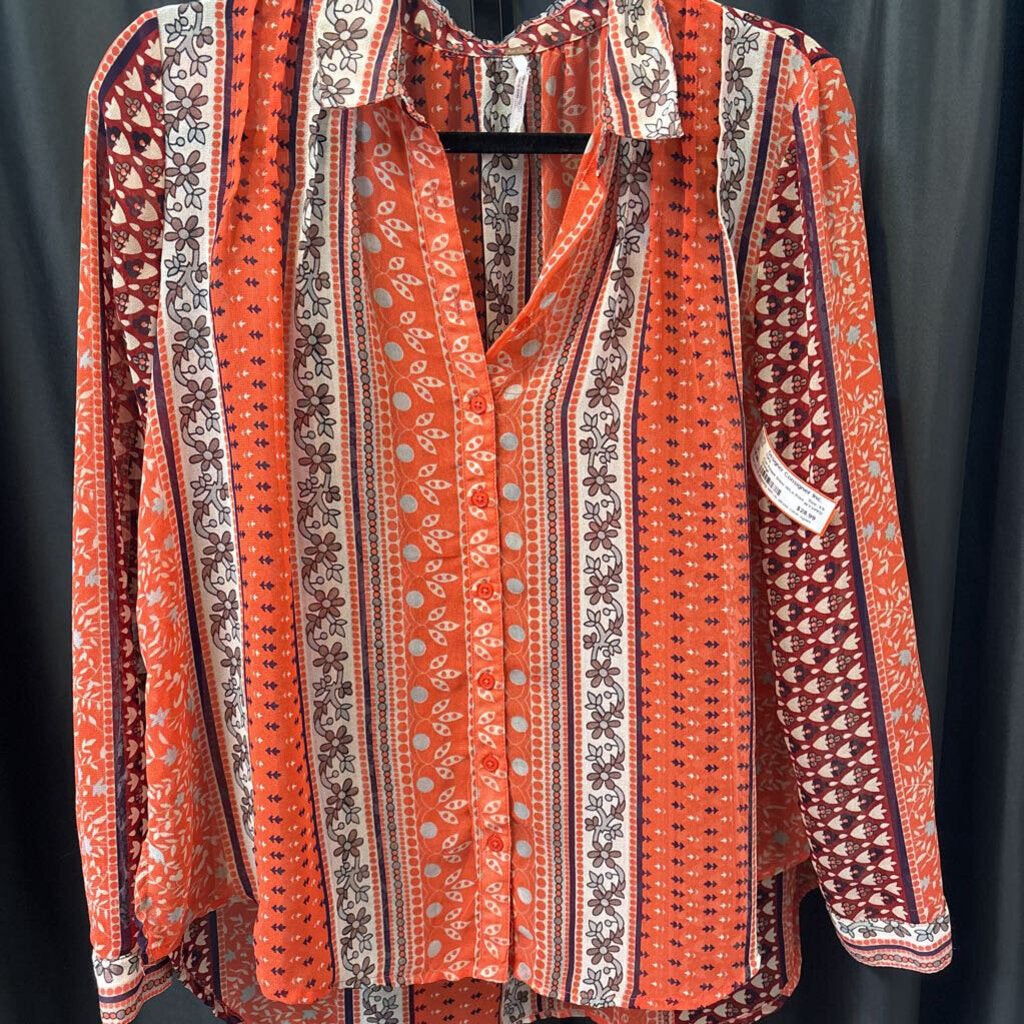 Free People SHeer Hi/Lo Print TOPS XS