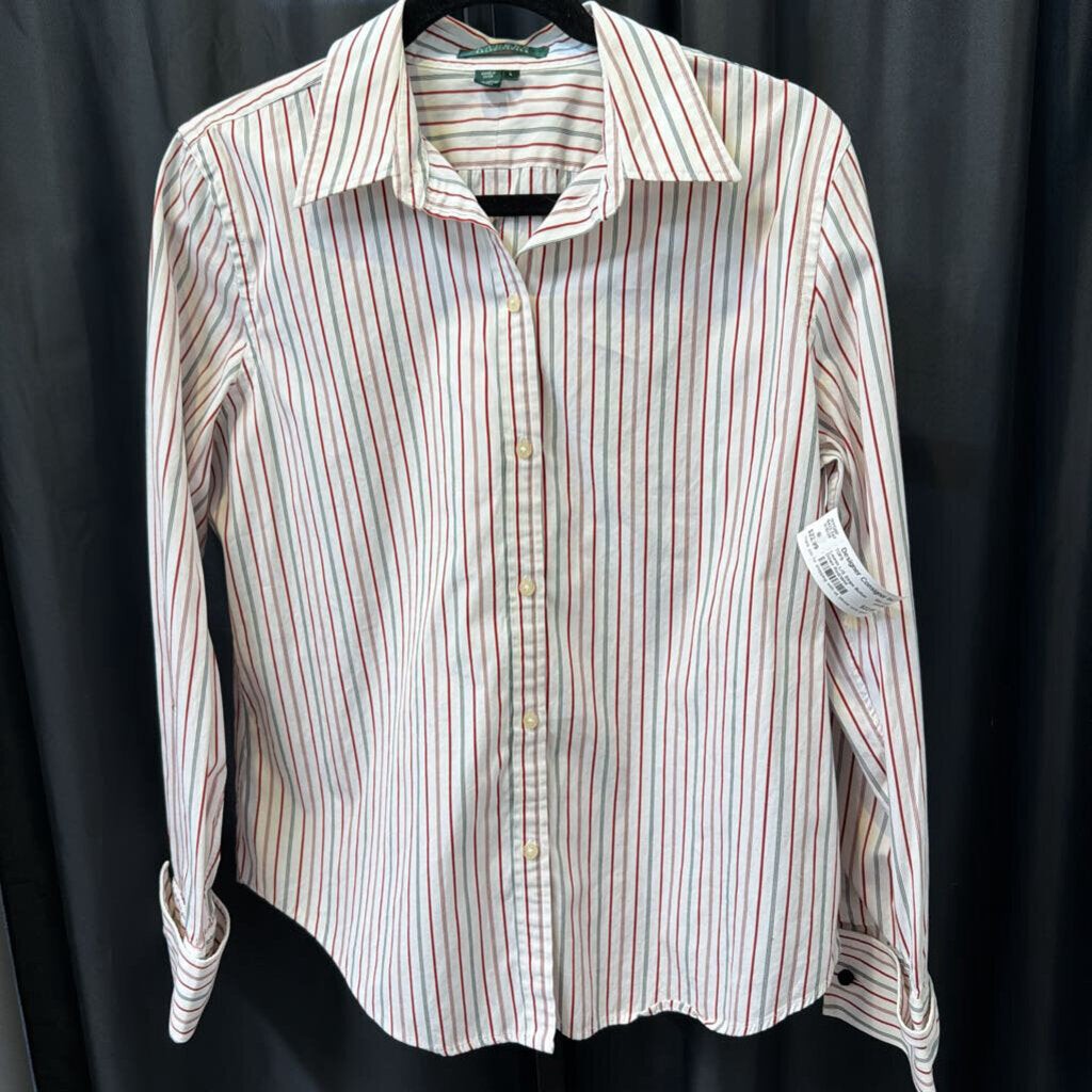 Lauren L/S Stripe Button Down TOPS Large