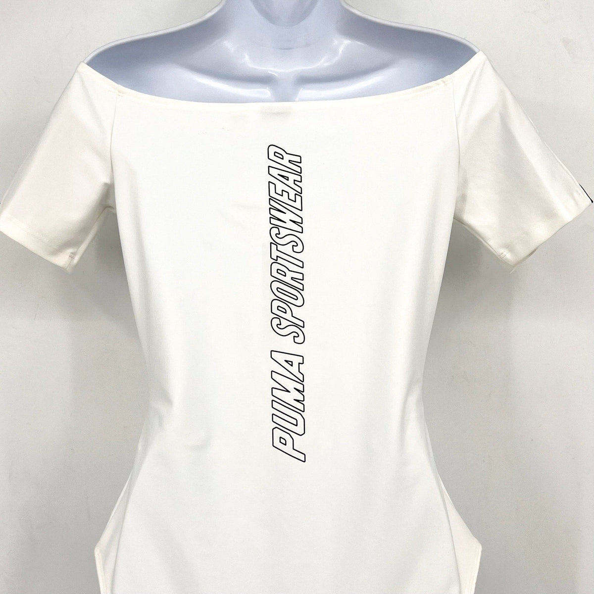 PUMA Women's XTG Bodysuit Shirt Medium White Multicolor Off Shoulder NWT