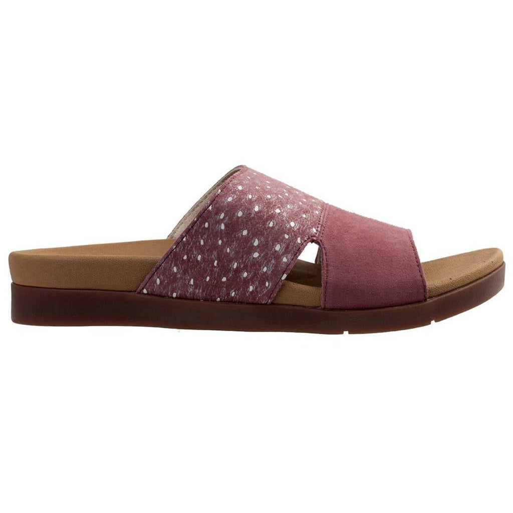 Spenco Womens Dawn Slide Sandals Size 7.5 EU 38 Red Burgandy Ostrich Suede NIB