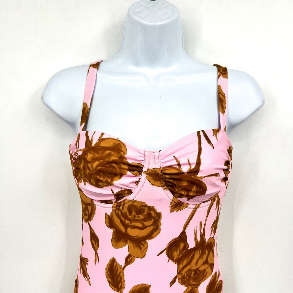 SEAFOLLY Rococo Underwire One Piece Swimsuit Size 8 Pink Blossom Ruched NWT