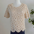 Crochet Knit Cotton Top Shirt- M
