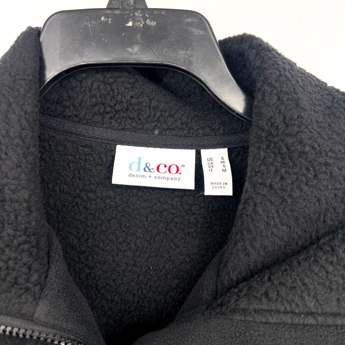 DENIM & CO. Women's Fleece Bonded Sherpa Jacket Small Black NWOT