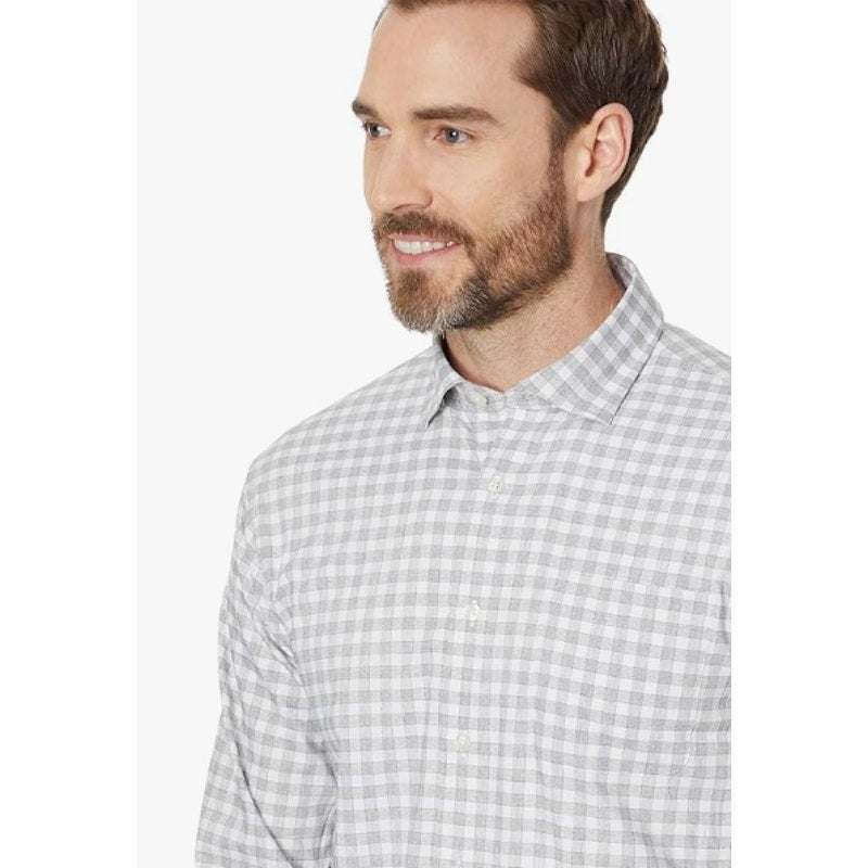 JOHNNIE O Men's Ashworth Performance Button Up Shirt Medium Light Gray NWOT