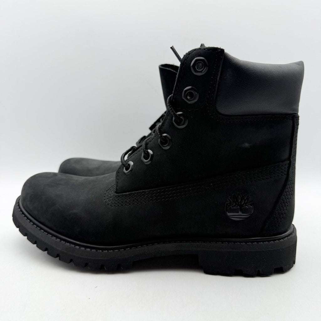 Timberland Premium Womens 6" Ankle Boots Size 6.5 Black Nubuck Leather WP NIB