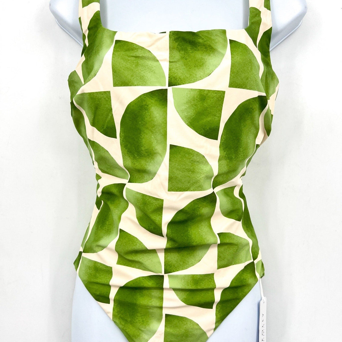 Seafolly Women's Sunray One Piece Swimsuit Size 12 DD Sage Green Geometric NWT