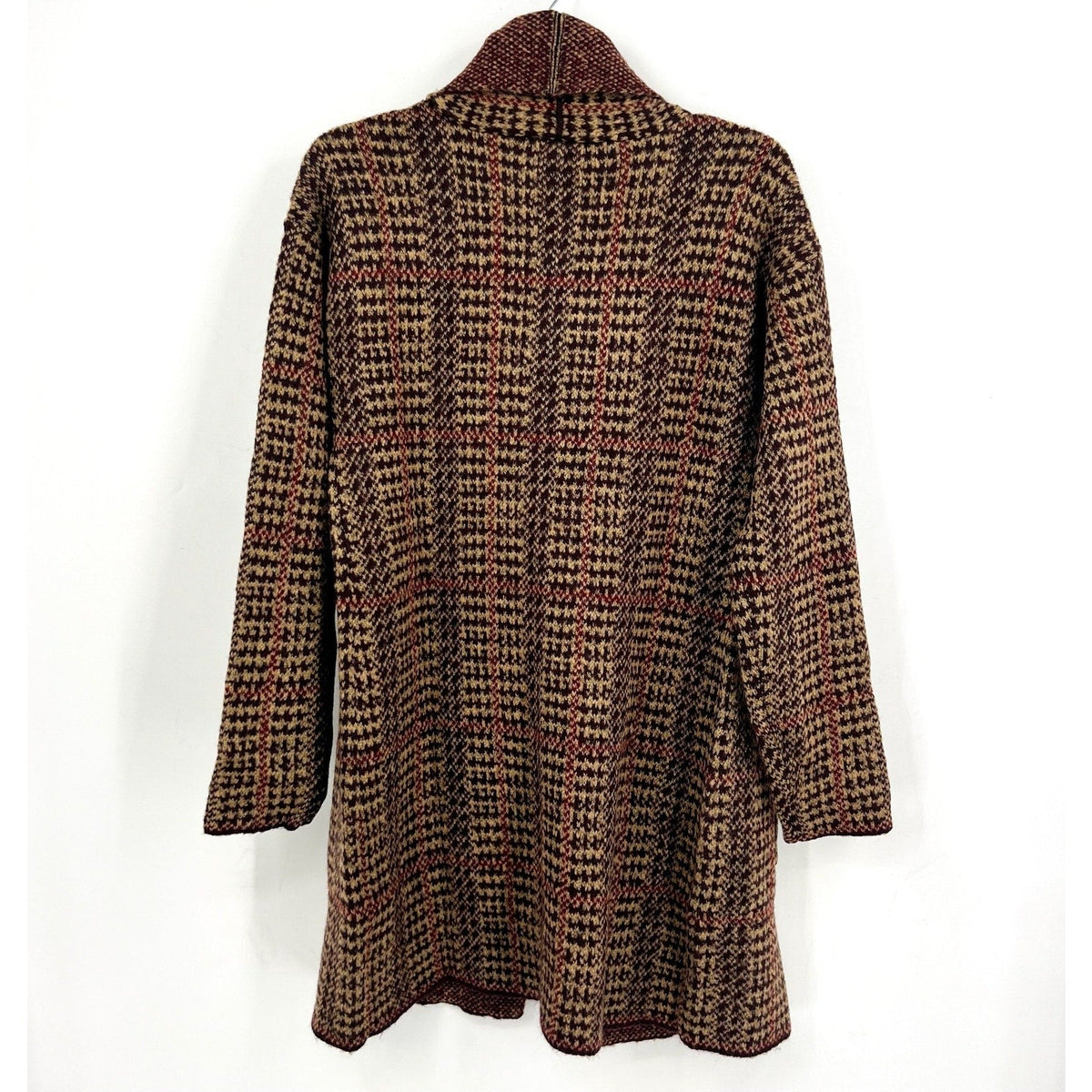 LETY & ME Womens Longline Coatigan Small Red Burgundy Multi NWOT
