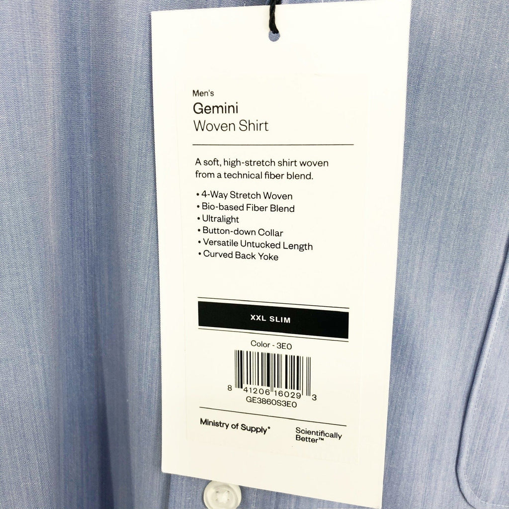 MINISTRY OF SUPPLY Men's Gemini Woven Dress Shirt XXL Slim Solid Blue