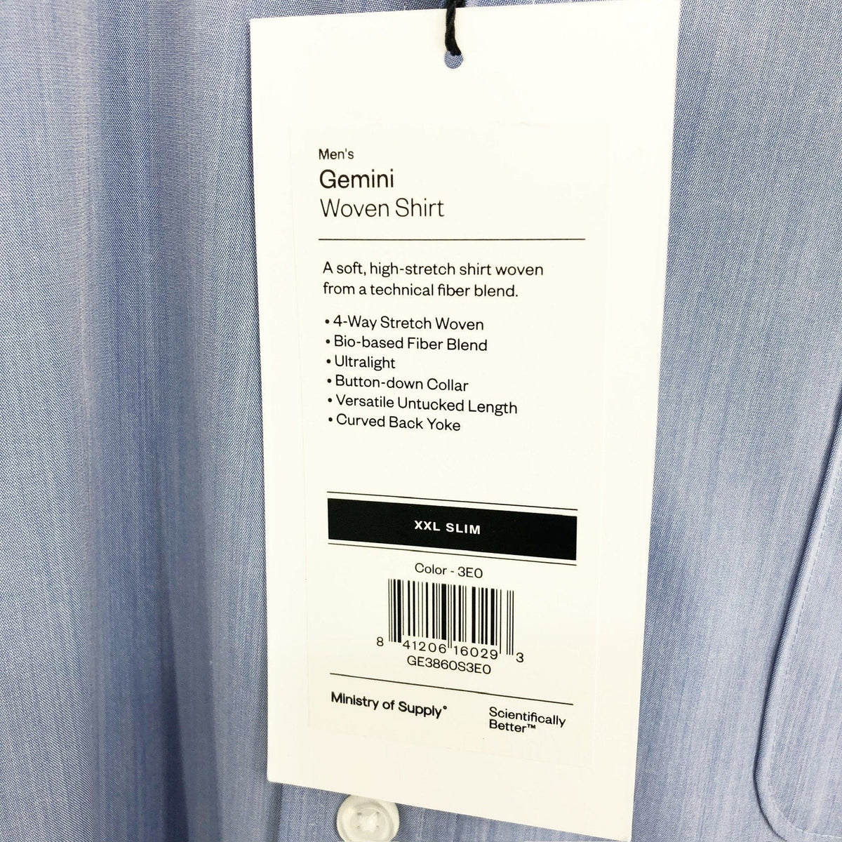 MINISTRY OF SUPPLY Men's Gemini Woven Dress Shirt XXL Slim Solid Blue