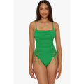 BECCA Color Code Paula One Piece Swimsuit Large Emerald Rouched Square Neck NWT
