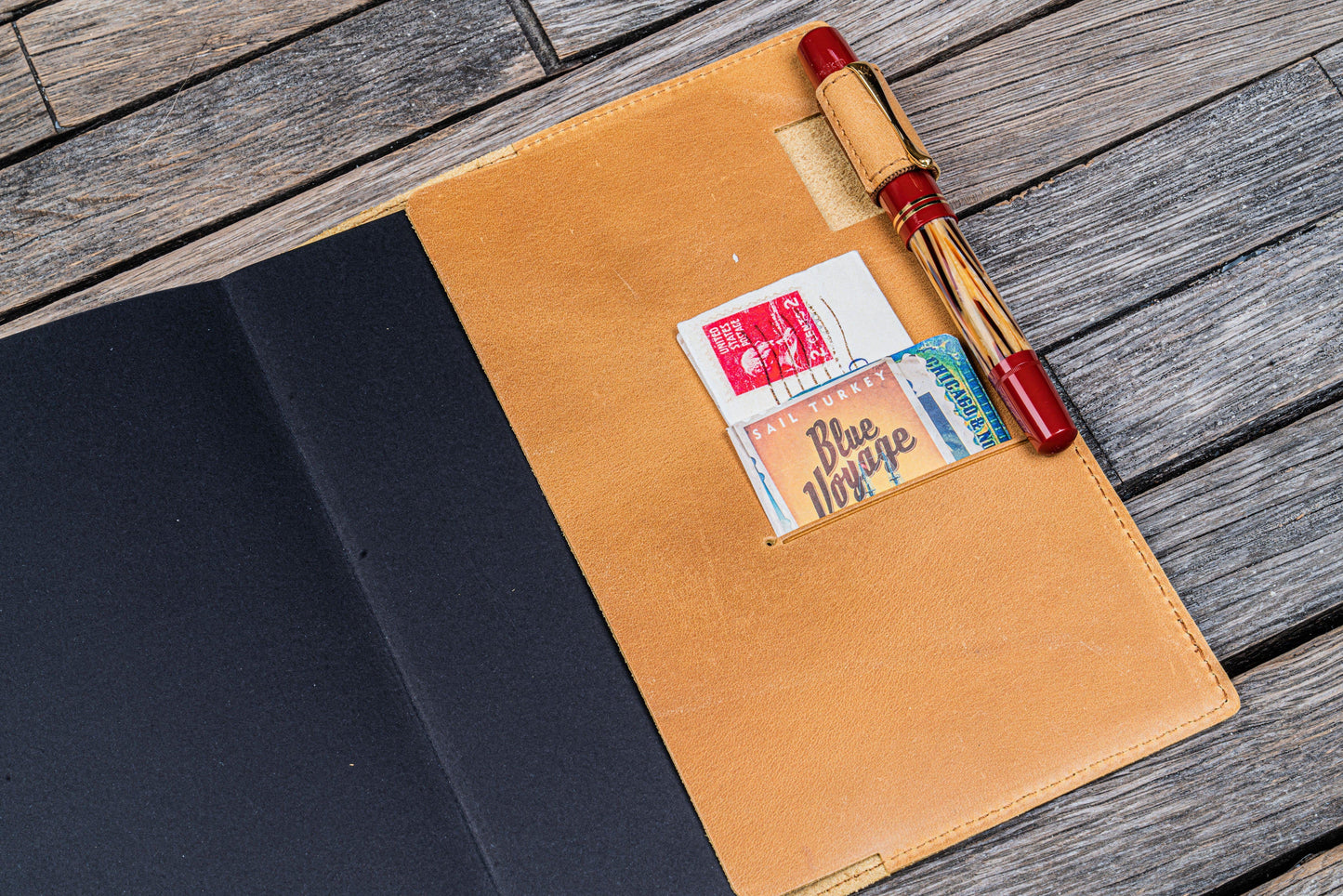 Leather Slim B6 Notebook / Planner Cover - Crazy Horse Honey Ochre