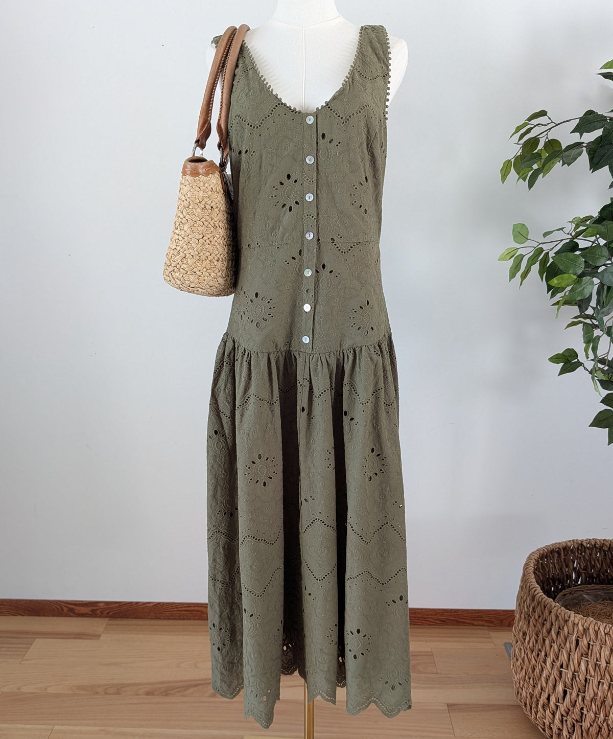House of Harlow Cotton Eyelet Maxi Dress - 8