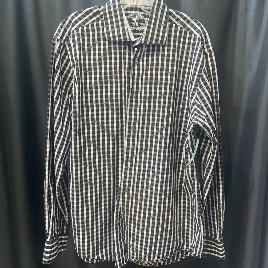 Bugatchi LS Plaid Dots MENS SHIRTS L