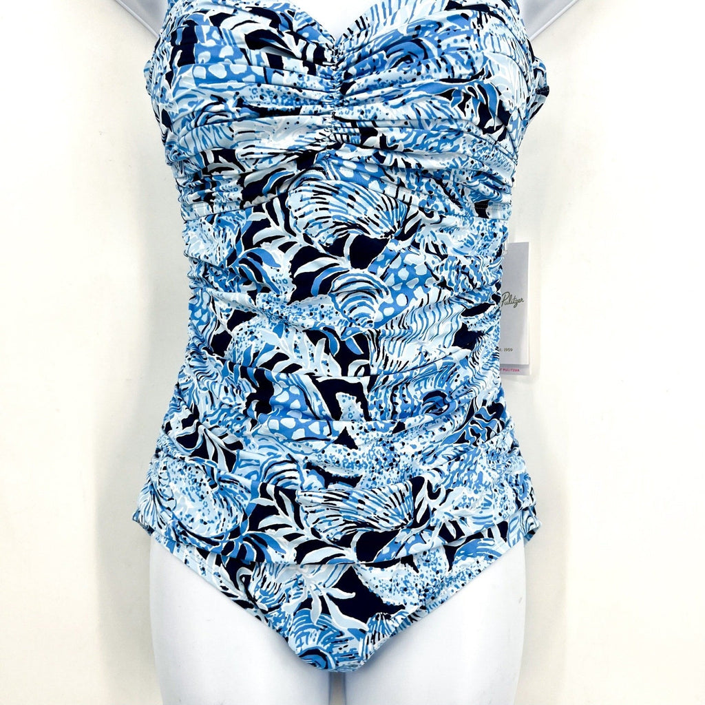 LILLY PULITZER Solaria One-Piece Swimsuit Size 12 Blue Coastal Constellation NWT