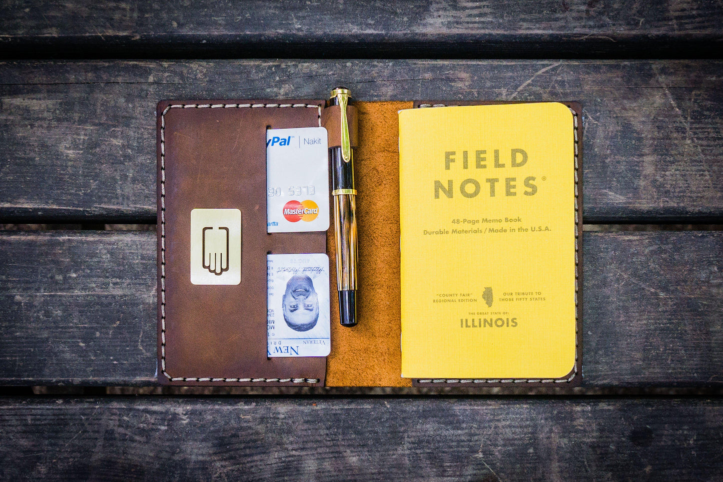No.33 Personalized Leather Field Notes Cover - Crazy Horse Brown