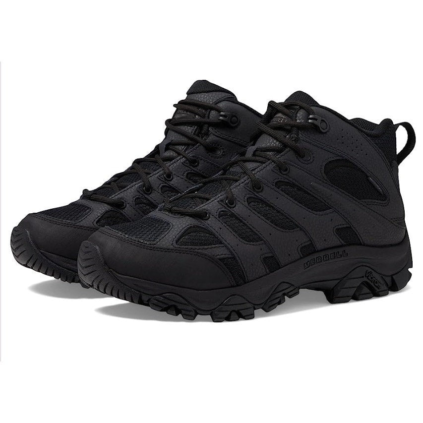 Merrell Womens Moab 3 Tactical Work Mid Boots US 6 M Black Leather WP NWOB