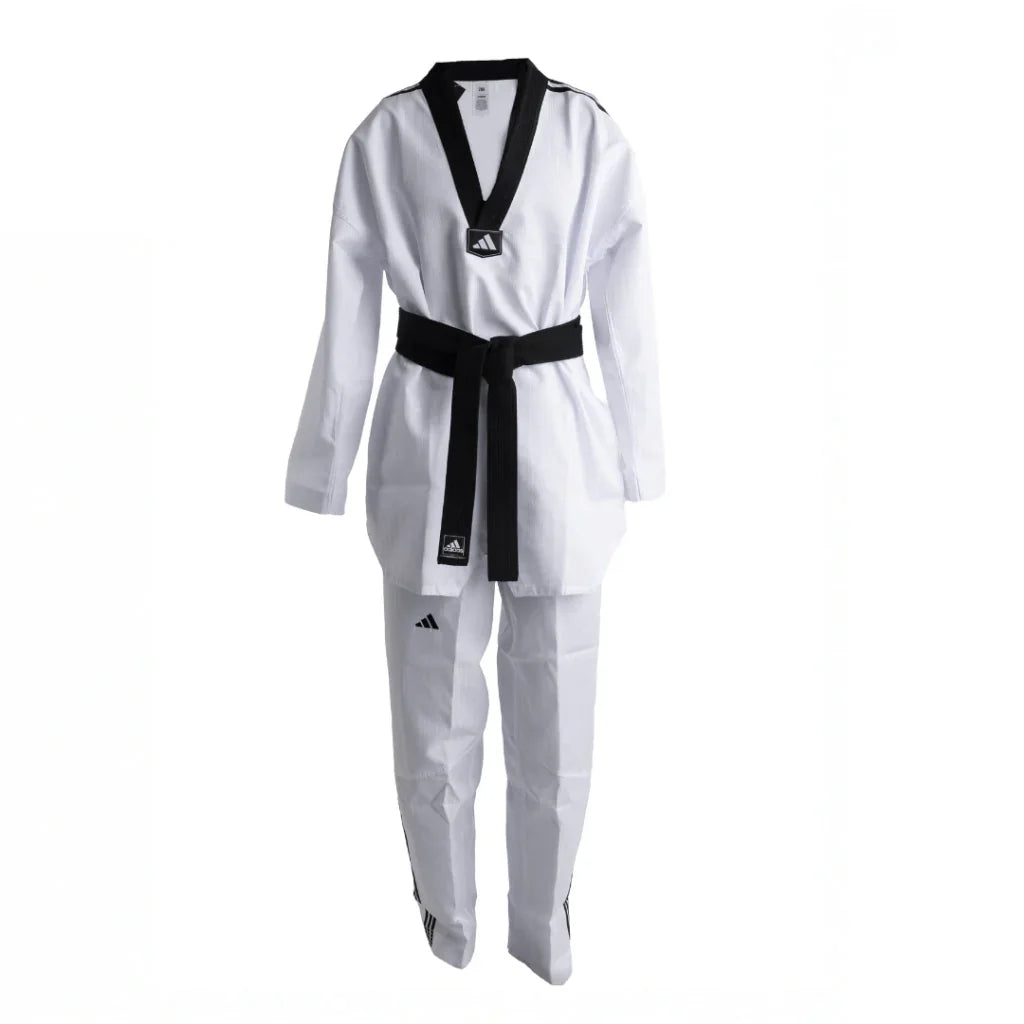 adidas adi-Start III 3 Stripes Taekwondo White Uniform with 3 Stripes (White Collar, Black Collar, Poom Collar)