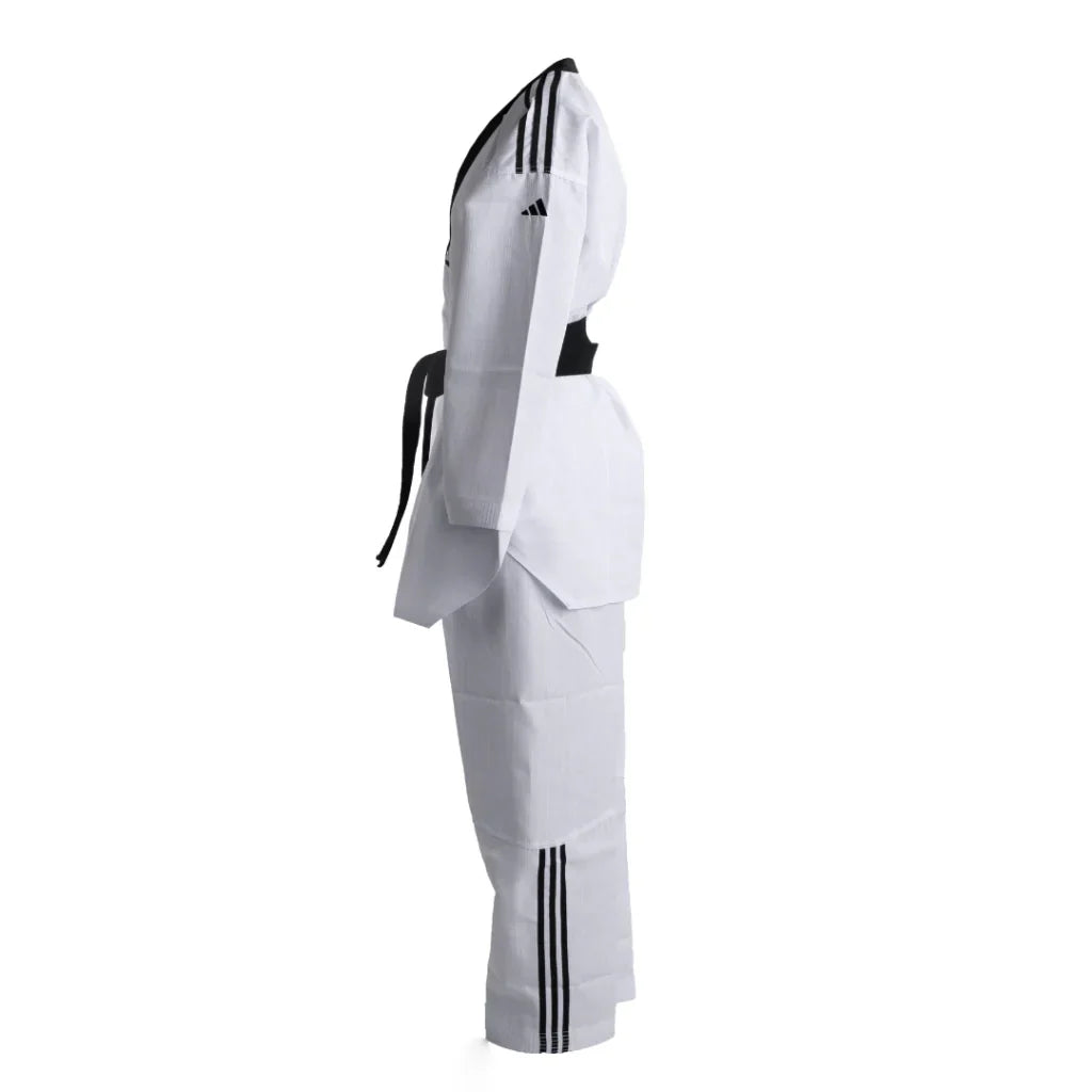 adidas adi-Start III 3 Stripes Taekwondo White Uniform with 3 Stripes (White Collar, Black Collar, Poom Collar)