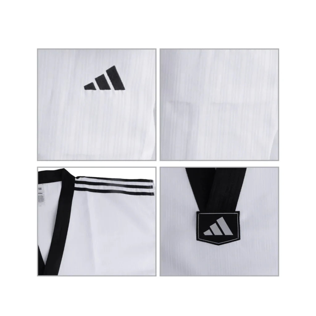 adidas adi-Start III 3 Stripes Taekwondo White Uniform with 3 Stripes (White Collar, Black Collar, Poom Collar)