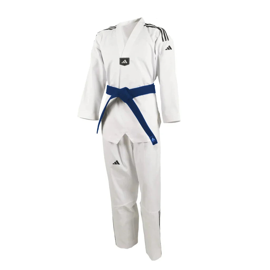 adidas adi-Start III 3 Stripes Taekwondo White Uniform with 3 Stripes (White Collar, Black Collar, Poom Collar)