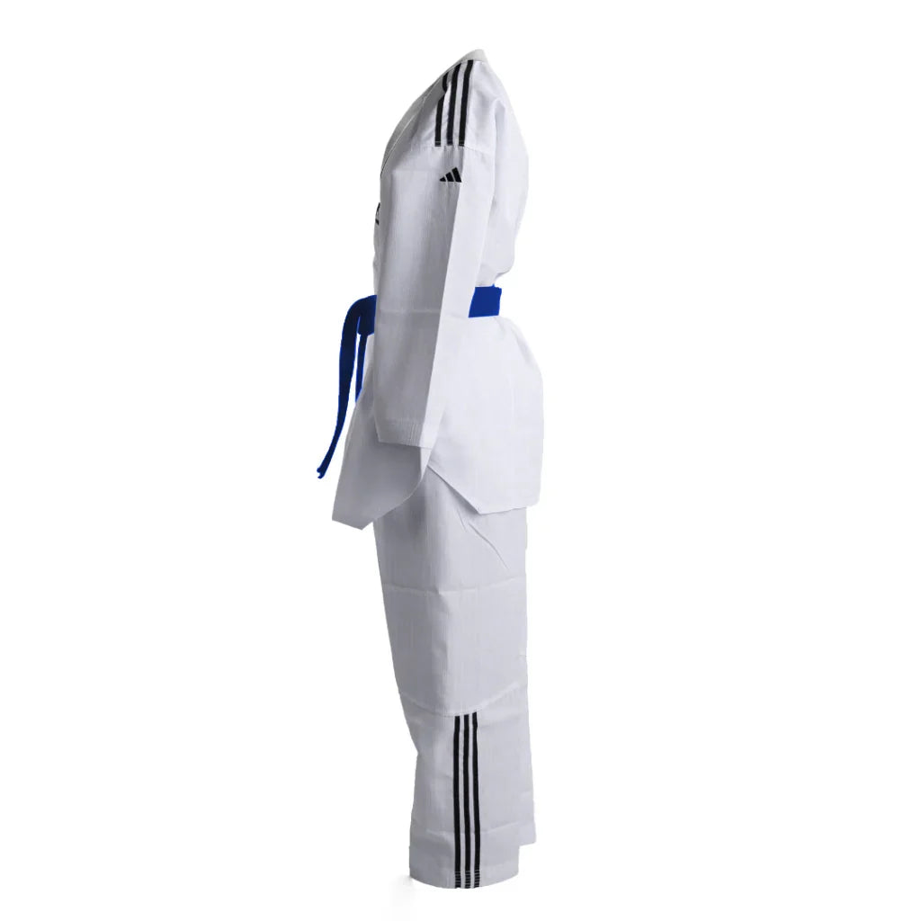 adidas adi-Start III 3 Stripes Taekwondo White Uniform with 3 Stripes (White Collar, Black Collar, Poom Collar)
